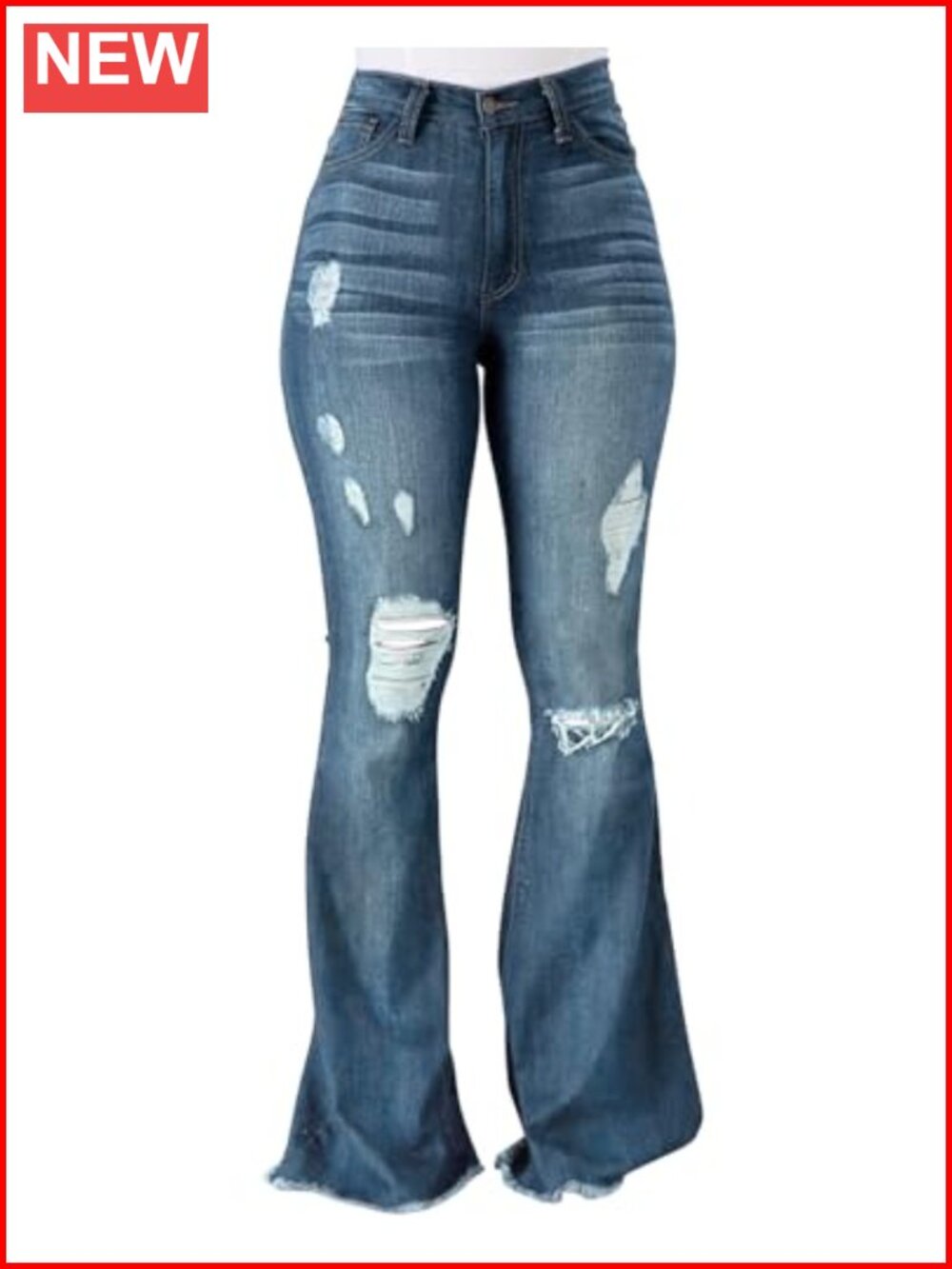 PEIHOT Women's High Waist Ripped Flare Jeans Stretch Denim
